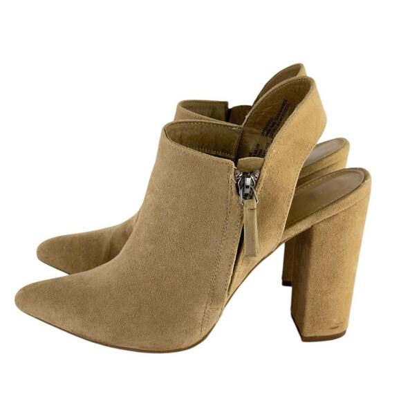 ShoeDazzle Katherine Pointed Toe Mules Tan Faux Suede Slingback Heels Size 8.5 - Picture 7 of 16